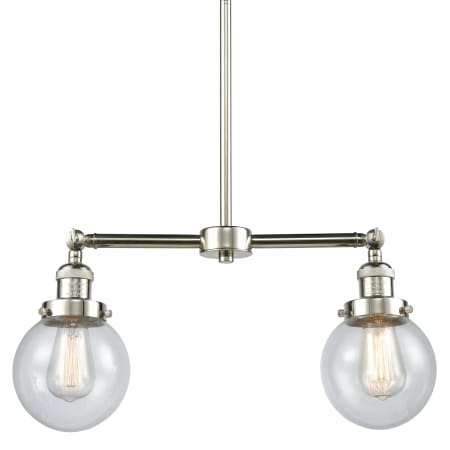 A large image of the Innovations Lighting 209-6 Beacon Polished Nickel / Clear