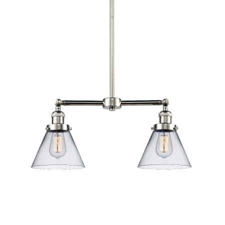 A large image of the Innovations Lighting 209 Large Cone Polished Nickel / Clear