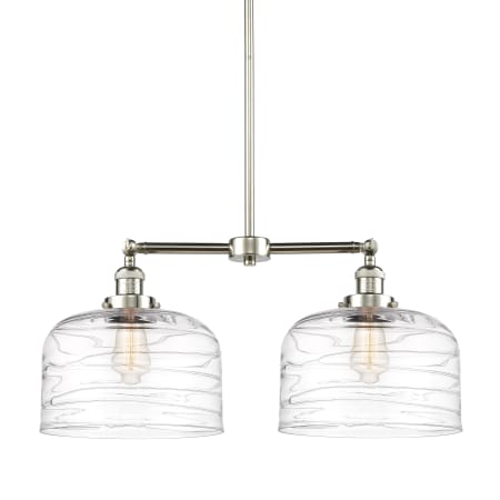 A large image of the Innovations Lighting 209-10-21-L Bell Linear Polished Nickel / Clear Deco Swirl