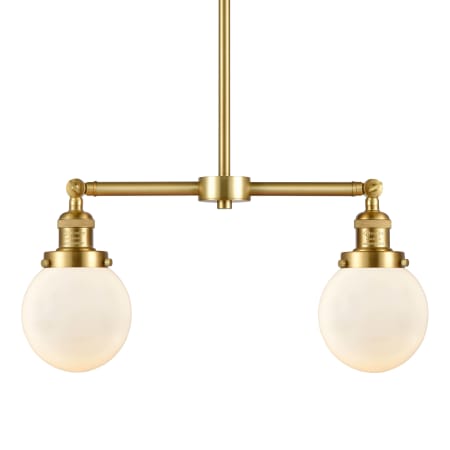 A large image of the Innovations Lighting 209-10-23 Beacon Linear Satin Gold / Matte White