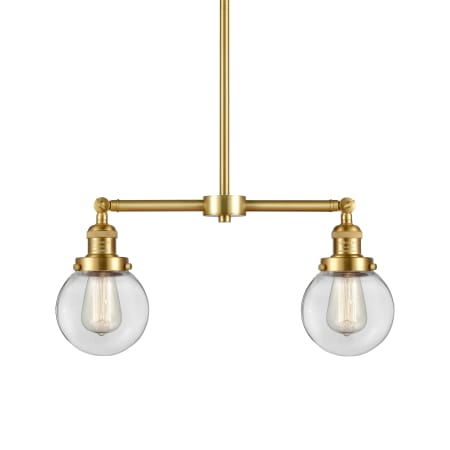 A large image of the Innovations Lighting 209-10-23 Beacon Linear Satin Gold / Clear