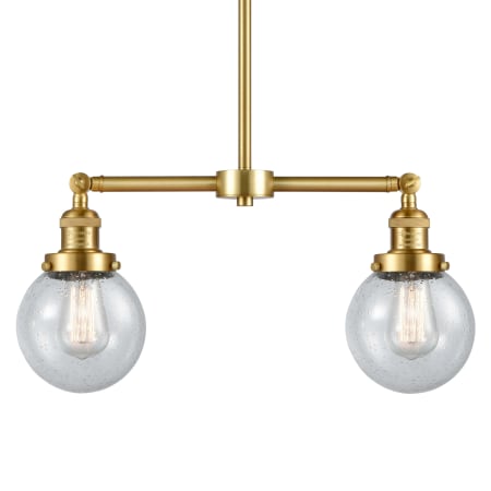 A large image of the Innovations Lighting 209-10-23 Beacon Linear Satin Gold / Seedy