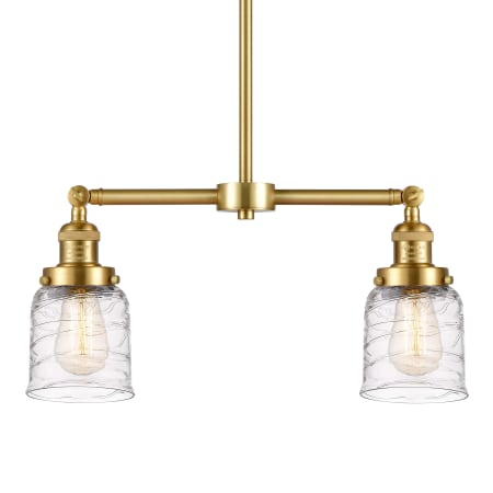 A large image of the Innovations Lighting 209-10-21 Bell Linear Satin Gold / Deco Swirl