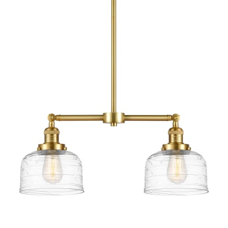 A large image of the Innovations Lighting 209-10-21 Bell Linear Satin Gold / Clear Deco Swirl