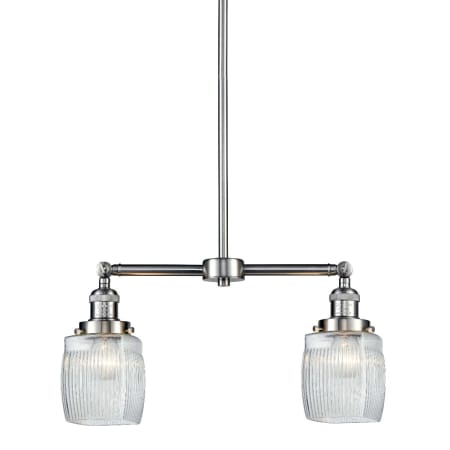 A large image of the Innovations Lighting 209 Colton Brushed Satin Nickel / Thick Clear Halophane