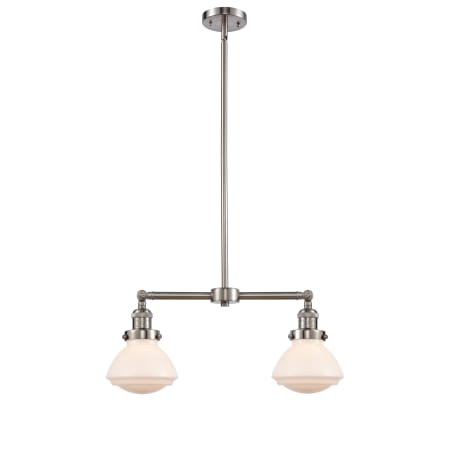 A large image of the Innovations Lighting 209 Olean Brushed Satin Nickel / Matte White