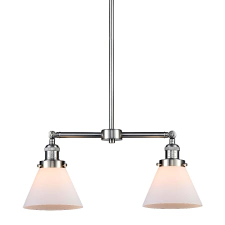 A large image of the Innovations Lighting 209 Large Cone Brushed Satin Nickel / Matte White Cased