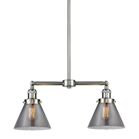 A large image of the Innovations Lighting 209 Large Cone Brushed Satin Nickel / Smoked