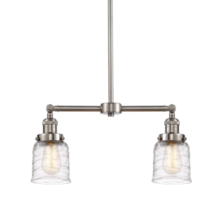 A large image of the Innovations Lighting 209-10-21 Bell Linear Brushed Satin Nickel / Deco Swirl