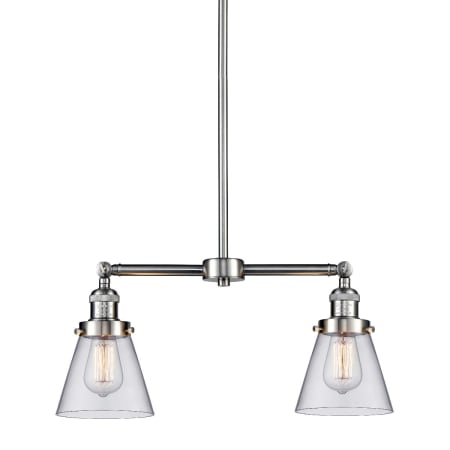 A large image of the Innovations Lighting 209 Small Cone Brushed Satin Nickel / Clear