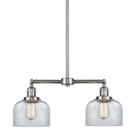 A large image of the Innovations Lighting 209 Large Bell Brushed Satin Nickel / Clear
