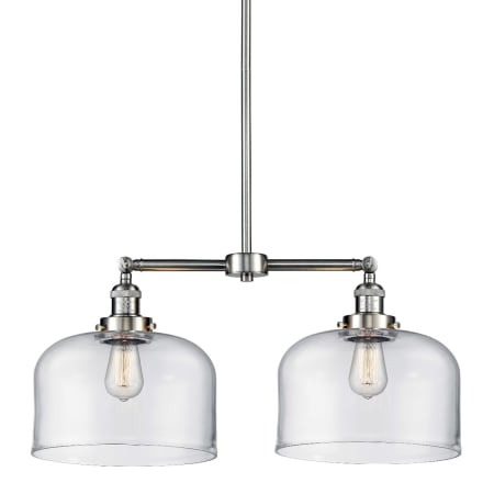 A large image of the Innovations Lighting 209 X-Large Bell Brushed Satin Nickel / Clear