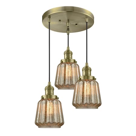 A large image of the Innovations Lighting 211/3 Chatham Antique Brass / Mercury Plated