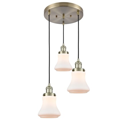 A large image of the Innovations Lighting 211/3 Bellmont Antique Brass / Matte White