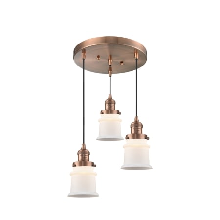 A large image of the Innovations Lighting 211/3 Small Canton Antique Copper / Matte White