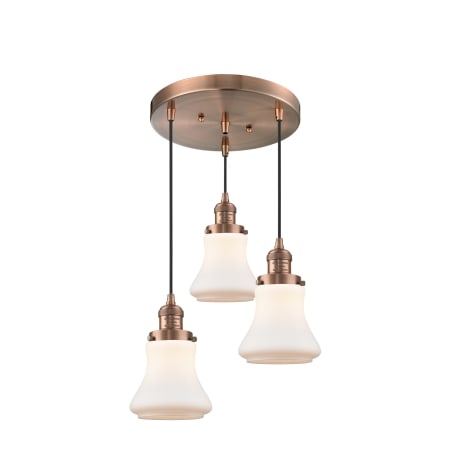 A large image of the Innovations Lighting 211/3 Bellmont Antique Copper / Matte White