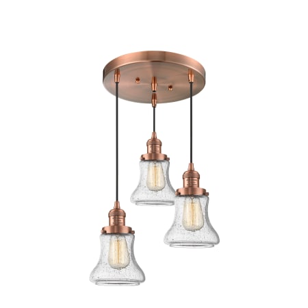 A large image of the Innovations Lighting 211/3 Bellmont Antique Copper / Seedy