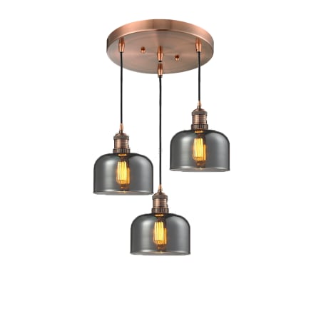 A large image of the Innovations Lighting 211/3 Large Bell Antique Copper / Smoked
