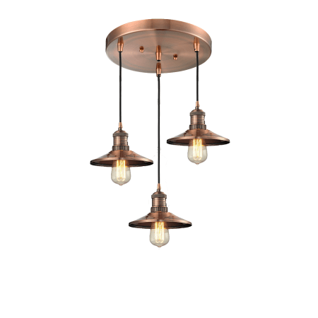A large image of the Innovations Lighting 211/3 Railroad Antique Copper / Metal Shade