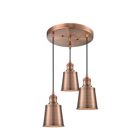 A large image of the Innovations Lighting 211/3 Addison Antique Copper / Metal Shade