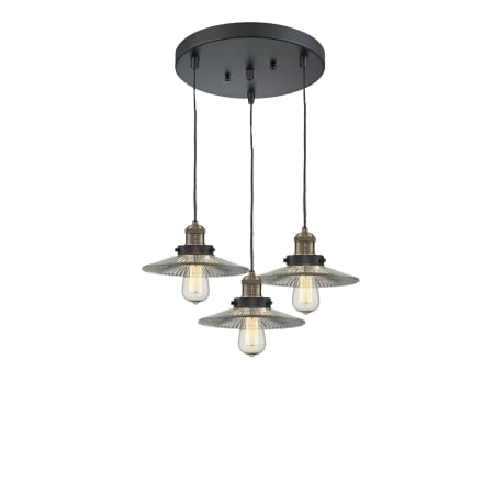 A large image of the Innovations Lighting 211/3 Halophane Black Antique Brass / Clear Halophane
