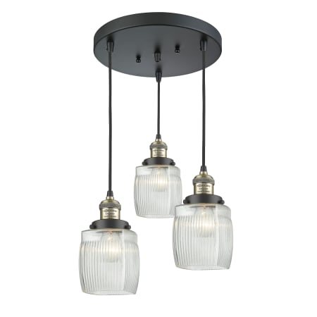 A large image of the Innovations Lighting 211/3 Colton Black Antique Brass / Clear Halophane