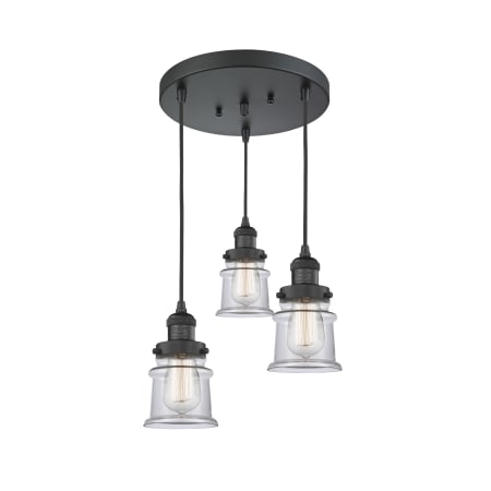A large image of the Innovations Lighting 211/3 Small Canton Matte Black / Clear