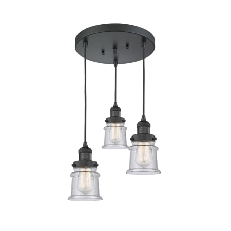 A large image of the Innovations Lighting 211/3 Small Canton Matte Black / Seedy