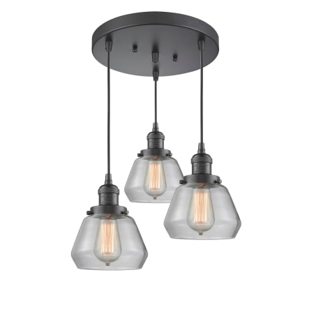 A large image of the Innovations Lighting 211/3 Fulton Oiled Rubbed Bronze / Clear