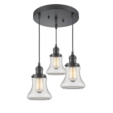 A large image of the Innovations Lighting 211/3 Bellmont Oiled Rubbed Bronze / Clear
