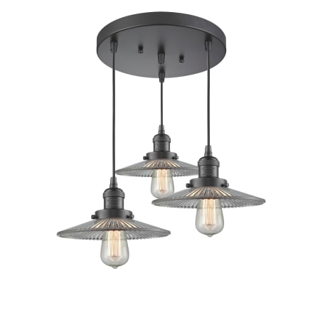 A large image of the Innovations Lighting 211/3 Halophane Oiled Rubbed Bronze / Halophane