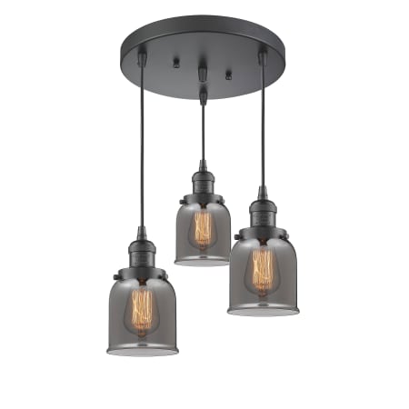 A large image of the Innovations Lighting 211/3 Small Bell Oiled Rubbed Bronze / Smoked