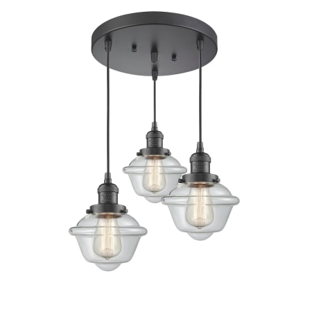 A large image of the Innovations Lighting 211/3 Small Oxford Oil Rubbed Bronze / Clear