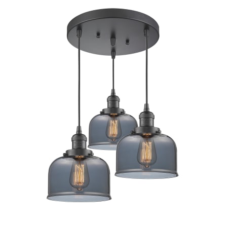 A large image of the Innovations Lighting 211/3 Large Bell Oiled Rubbed Bronze / Smoked