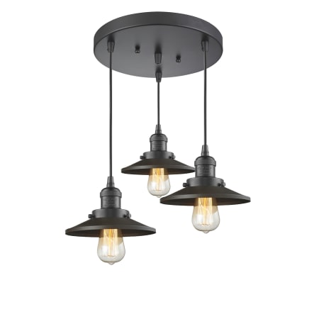 A large image of the Innovations Lighting 211/3 Railroad Oiled Rubbed Bronze / Metal Shade