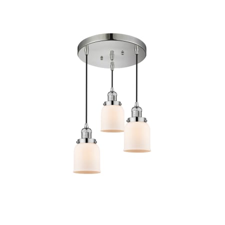 A large image of the Innovations Lighting 211/3 Small Bell Polished Nickel / Matte White Cased