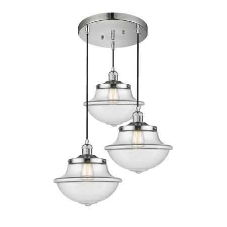 A large image of the Innovations Lighting 211/3 Large Oxford Polished Nickel / Clear