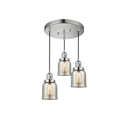 A large image of the Innovations Lighting 211/3 Small Bell Polished Nickel / Silver Mercury