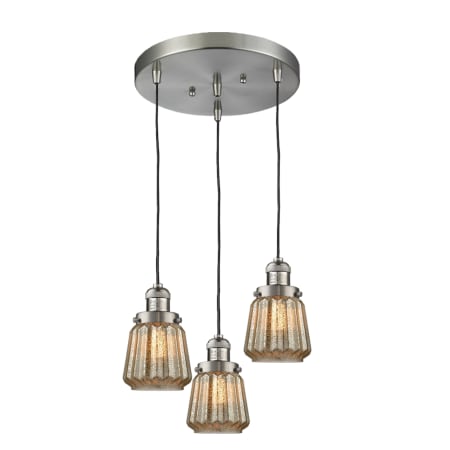 A large image of the Innovations Lighting 211/3 Chatham Brushed Satin Nickel / Mercury Fluted
