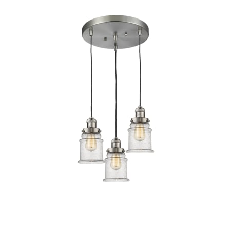 A large image of the Innovations Lighting 211/3 Canton Brushed Satin Nickel / Seedy