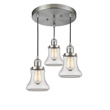 A large image of the Innovations Lighting 211/3 Bellmont Brushed Satin Nickel / Clear