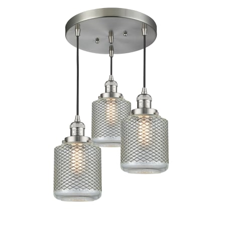 A large image of the Innovations Lighting 211/3 Stanton Brushed Satin Nickel / Clear Wire Mesh