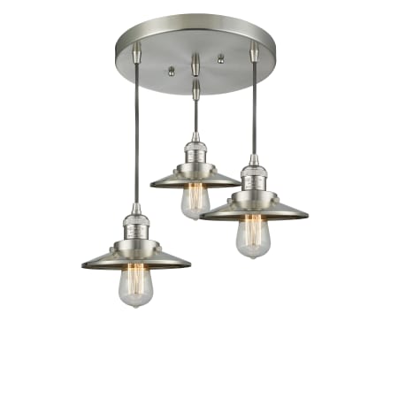A large image of the Innovations Lighting 211/3 Railroad Brushed Satin Nickel / Metal Shade