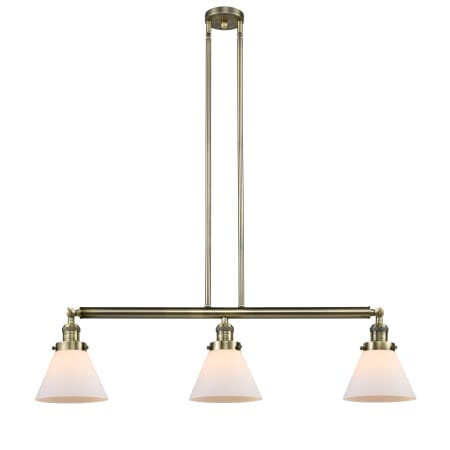 A large image of the Innovations Lighting 213-S Large Cone Antique Brass / Matte White Cased