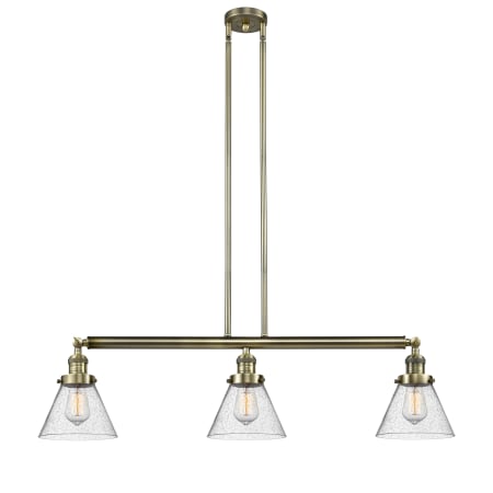 A large image of the Innovations Lighting 213-S Large Cone Antique Brass / Seedy