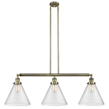 A large image of the Innovations Lighting 213 X-Large Cone Antique Brass / Seedy