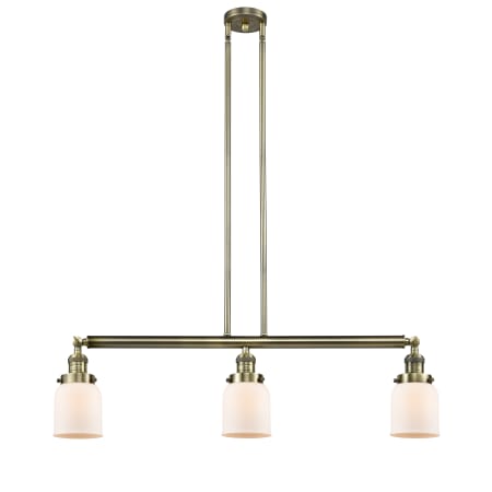 A large image of the Innovations Lighting 213-S Small Bell Antique Brass / Matte White Cased