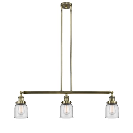 A large image of the Innovations Lighting 213-S Small Bell Antique Brass / Clear
