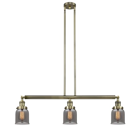 A large image of the Innovations Lighting 213-S Small Bell Antique Brass / Plated Smoked