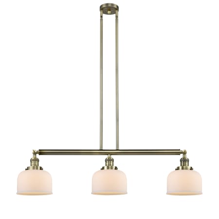 A large image of the Innovations Lighting 213-S Large Bell Antique Brass / Matte White Cased